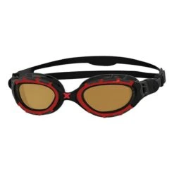 Occhialini Zoggs Predator Flex Polarized Ultra Regular Fit Nero Rosso Con Lenti Polarizzate Marrone