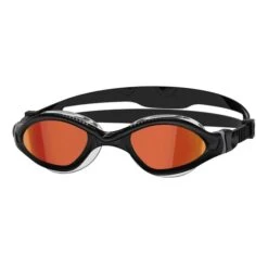 Occhialini Nuoto Zoggs Tiger LSR+ Nero Con Lenti A Specchio Arancio