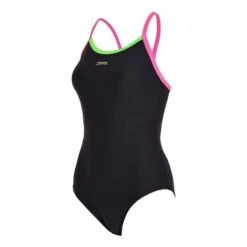 Costume Zoggs Cannon Strike Back Nero Rosa Verde Donna