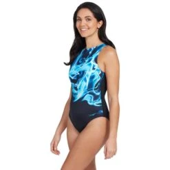 Costume Zoggs High Front Ocean Blu Marino Azzurro Donna -Zoggs zg 462316 ocsm 003