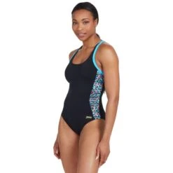 Costume Zoggs Atom Nero Blu Rosa Bianco Donna -Zoggs zg 462317 nami 003