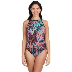 Costume Zoggs Crossback Maya Rosa Nero Arancio Donna -Zoggs zg 462320 maya 003