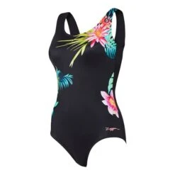 Costume Zoggs Tropic Nero Bianco Rosa Donna