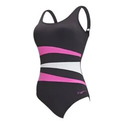 Costume Zoggs Sumatra Nero Bianco Rosa Donna