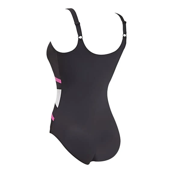 Costume Zoggs Sumatra Nero Bianco Rosa Donna 2 Costume Zoggs Sumatra Nero Bianco Rosa Donna - immagine 2