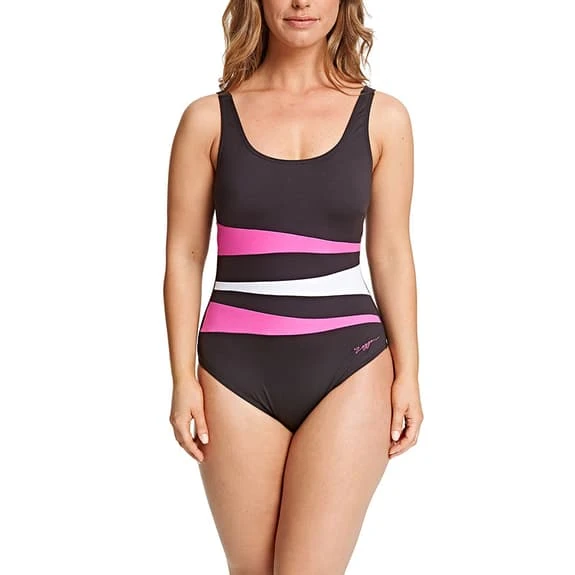 Costume Zoggs Sumatra Nero Bianco Rosa Donna 3 Costume Zoggs Sumatra Nero Bianco Rosa Donna - immagine 3