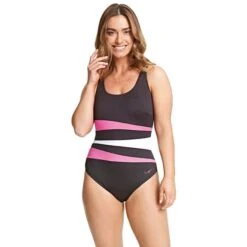 Costume Zoggs Sumatra Nero Bianco Rosa Donna 10 Costume Zoggs Sumatra Nero Bianco Rosa Donna -Zoggs zg 462357 nvlp 005