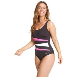 Costume Zoggs Sumatra Nero Bianco Rosa Donna 11 Costume Zoggs Sumatra Nero Bianco Rosa Donna -Zoggs zg 462357 nvlp 006