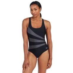 Costume Zoggs Sandon Nero Grigio Donna -Zoggs zg 462553 bk 003