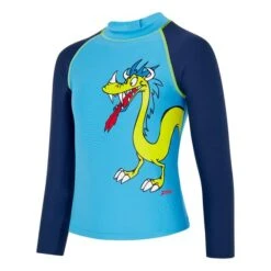 Maglia Da Nuoto Zoggs Zip Dragons Manica Lunga Blu Giallo Bambini